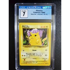 CGC 7 Near MINT 1999 Pikachu #58/102 Yellow Cheeks